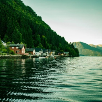 A beautiful Norway landscape at the fjords in september. Autentic scenery of Northern Europe.