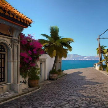 street-with-palm-tree-building-with-red-roof